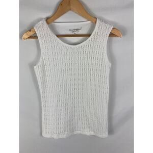 Allyson Whitmore Weekend Knit Front White Tank Top Size PS
